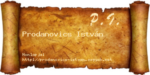 Prodanovics István névjegykártya